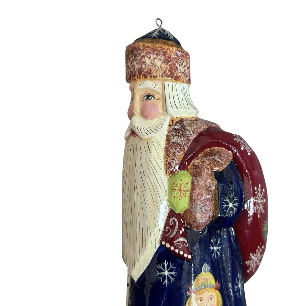 Vintage Russian Hand Carved Painted Santa Ded Moroz Christmas Ornament 5" Figure - Picture 8 of 11